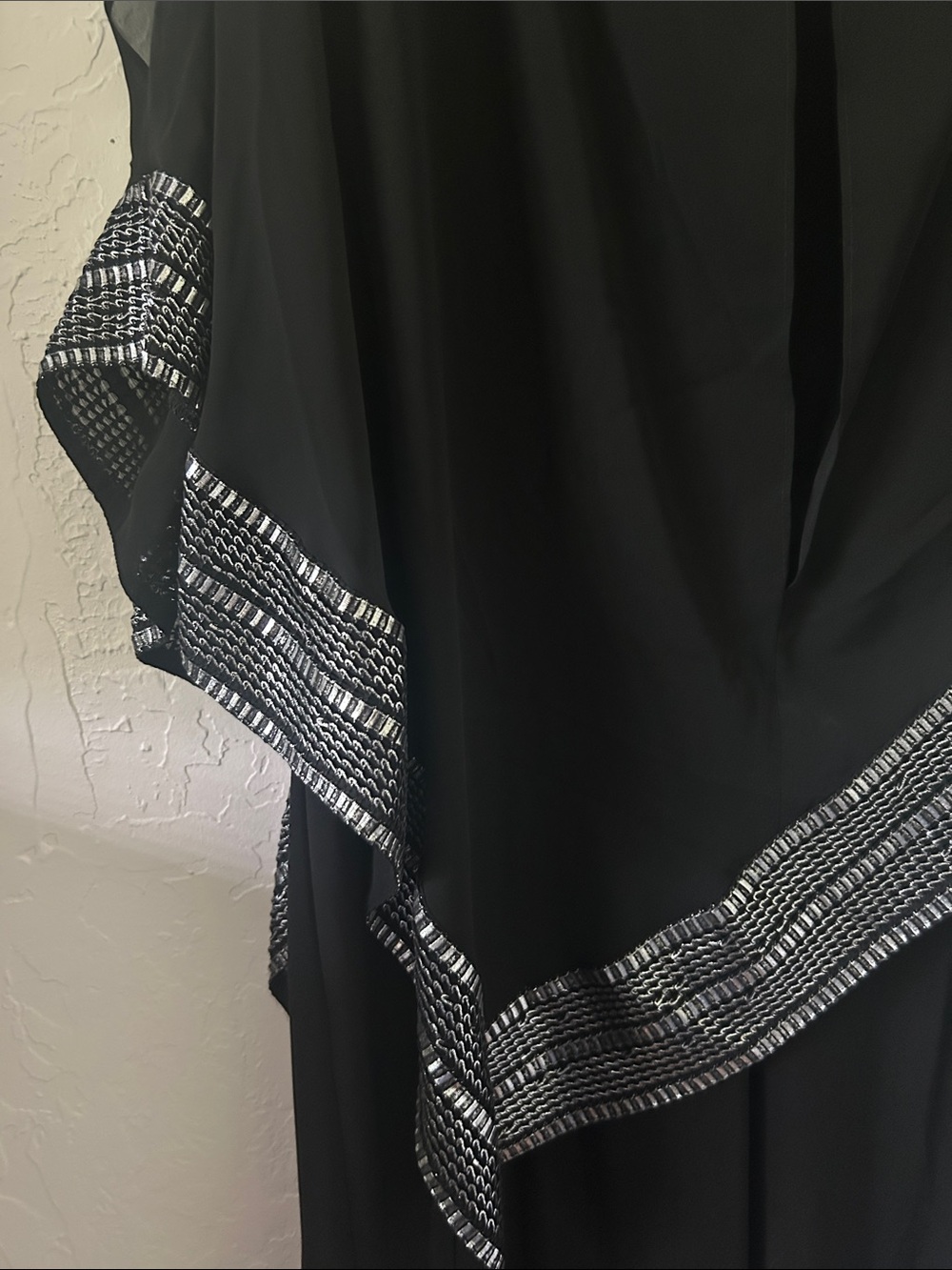 SLNY Black Wide-Leg Jumpsuit with Silver Embellished Overlay - Picture 8 of 9
